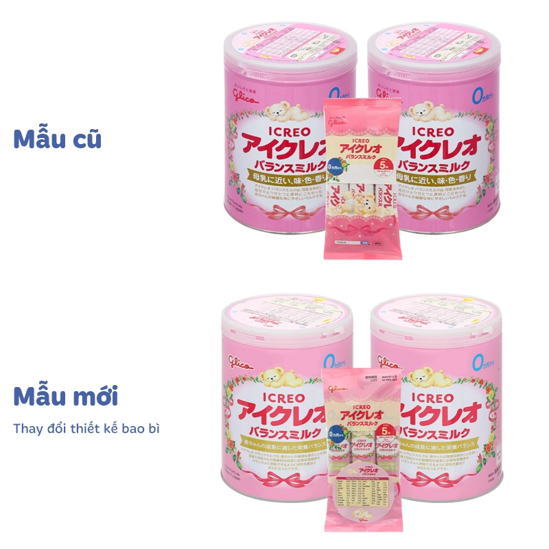 Combo 2 hộp sữa bột Glico Icreo số 0 800g (0 - 12 tháng) - kèm 5 thanh số 0 2