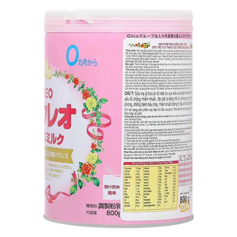 Combo 2 hộp sữa bột Glico Icreo số 0 800g (0 - 12 tháng) - kèm 5 thanh số 0 8