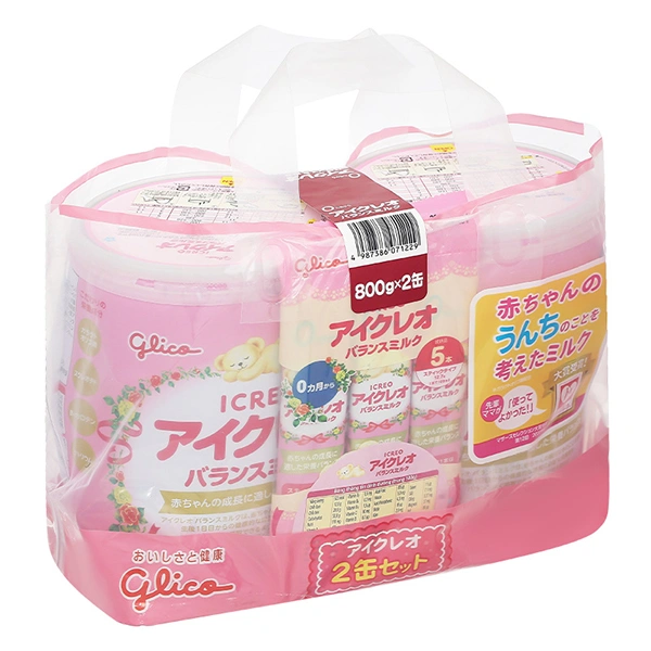Combo 2 hộp sữa bột Glico Icreo số 0 800g (0 - 12 tháng) - kèm 5 thanh số 0 1