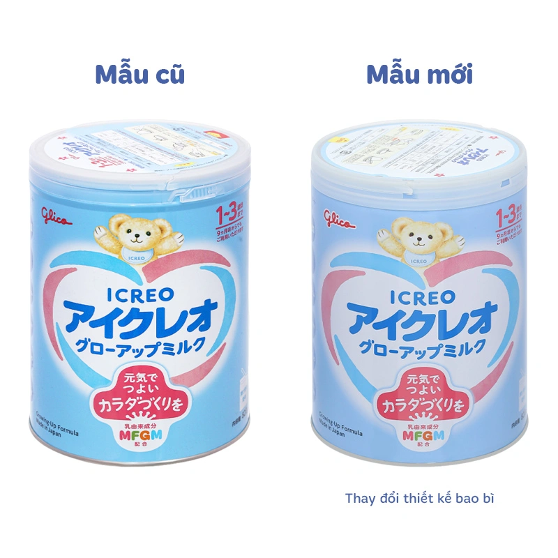 Combo 2 hộp sữa bột Glico Icreo số 1 820g (1 - 3 tuổi) - kèm 5 thanh số 1 3