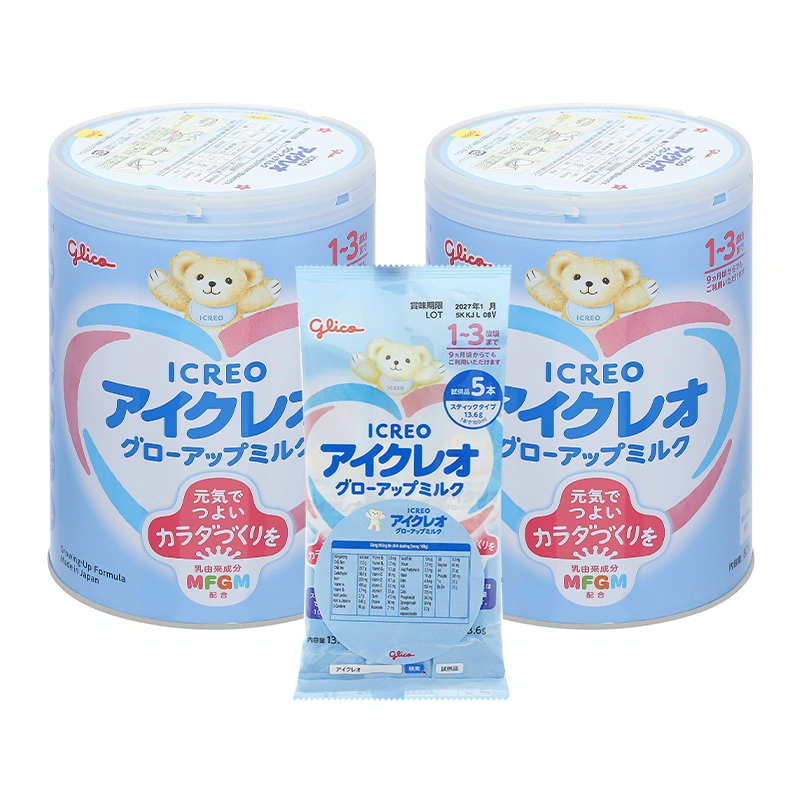 Combo 2 hộp sữa bột Glico Icreo số 1 820g (1 - 3 tuổi) - kèm 5 thanh số 1 5