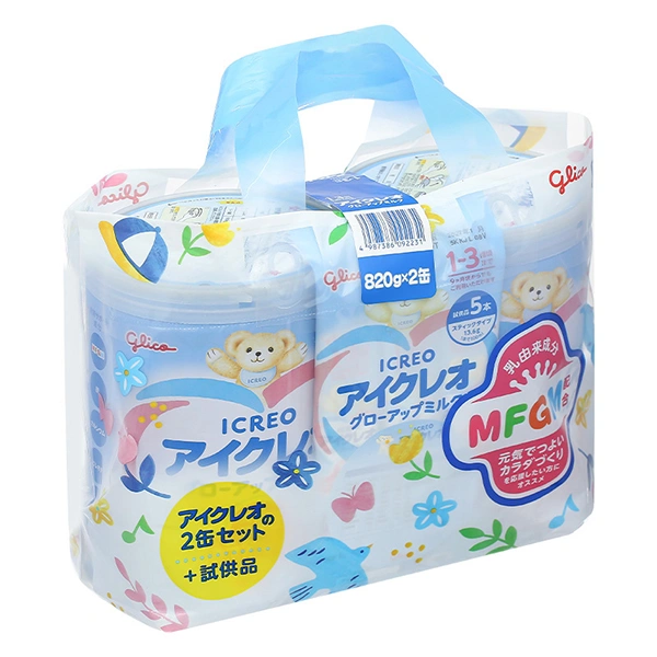 Combo 2 hộp sữa bột Glico Icreo số 1 820g (1 - 3 tuổi) - kèm 5 thanh số 1 1