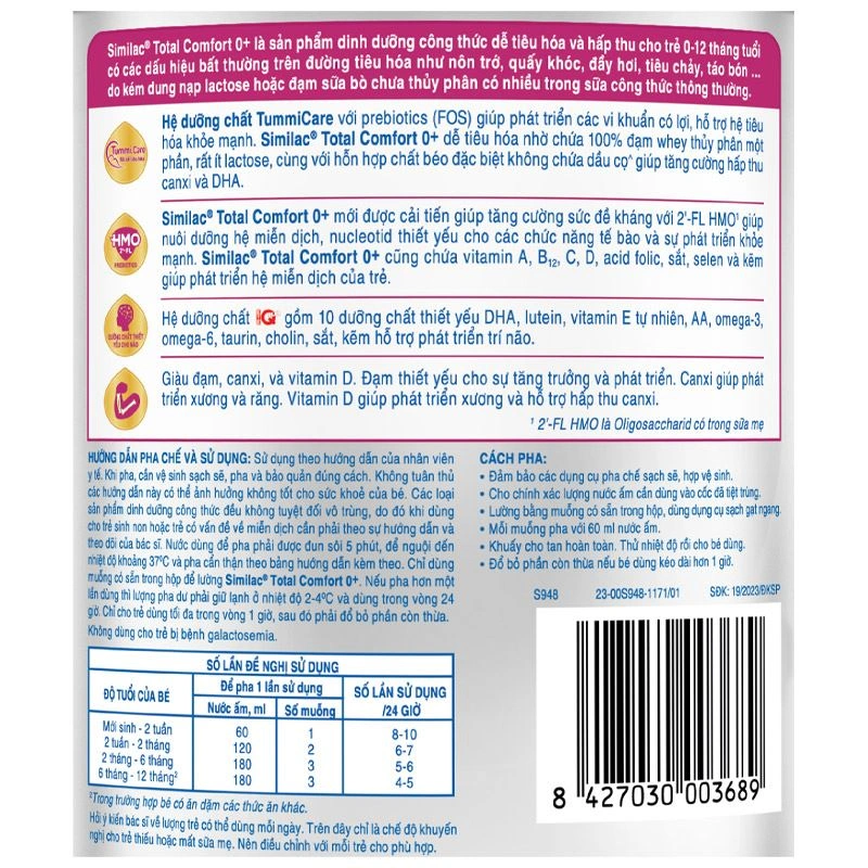 Sữa bột Similac Total Comfort 0+ 360g (0 - 12 tháng) dành cho trẻ không dung nạp đường lactose 10
