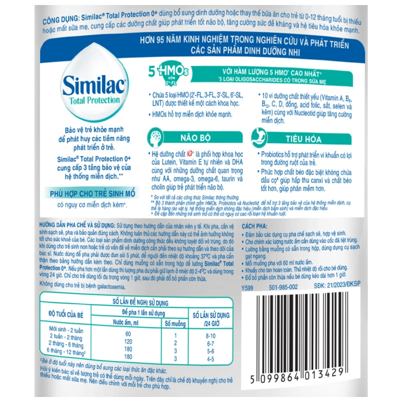Sữa bột Similac Total Protection 0+ 850g/800g (0 -12 tháng) 12