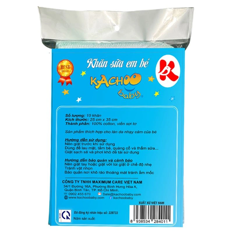 Set 10 cái khăn sữa cotton KACHOOBABY 3 lớp 25x35 cm - Màu ngẫu nhiên 7