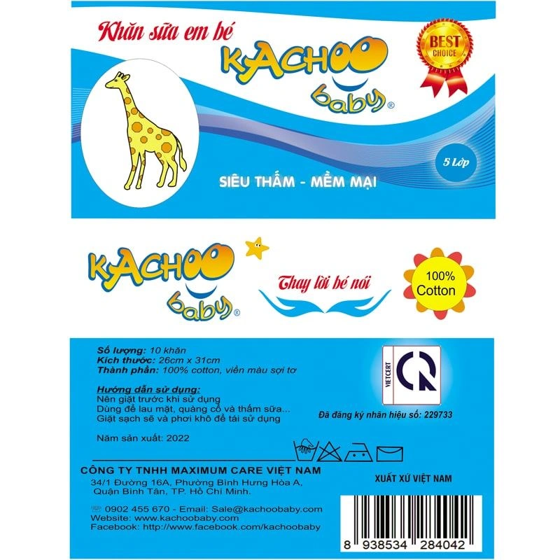 Set 10 cái khăn sữa cotton KACHOOBABY 5 lớp 26x31 cm - Màu ngẫu nhiên 13