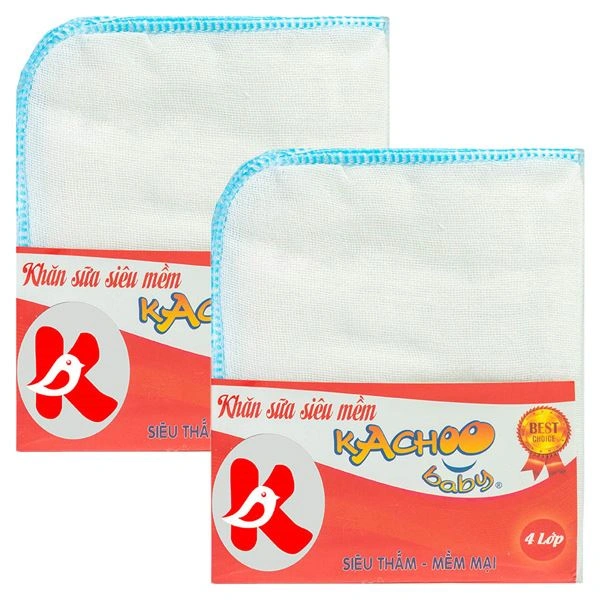 Combo 2 gói khăn sữa cotton KACHOOBABY 4 lớp 24x28 cm - Màu ngẫu nhiên 1