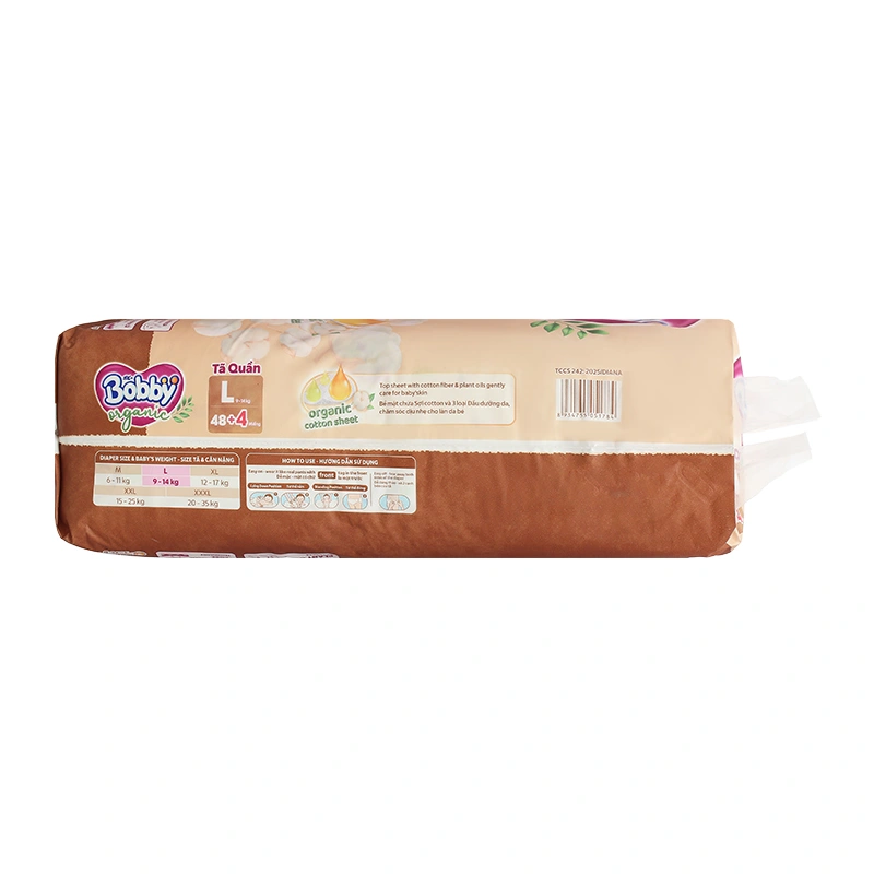 Tã quần Bobby Organic size L 48 + 4 miếng (9 - 14 kg) 18