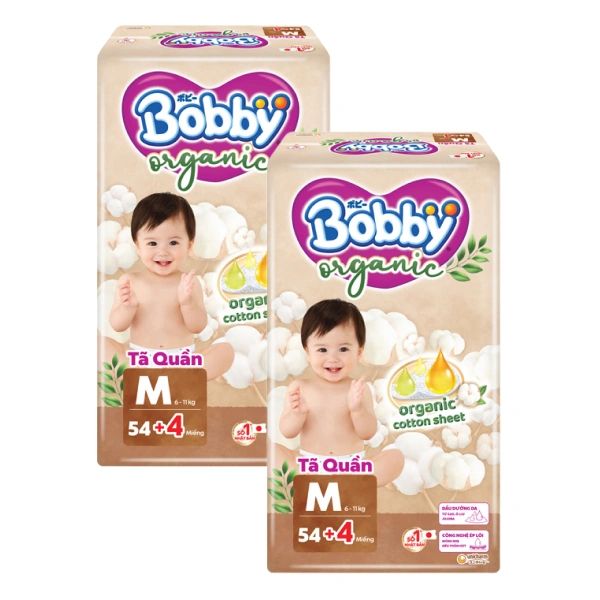 Combo 2 tã quần Bobby Organic size M