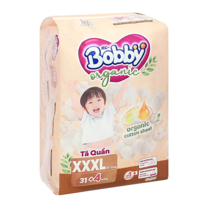 Tã quần Bobby Organic size XXXL 31 + 4 miếng (20 - 35 kg) 17