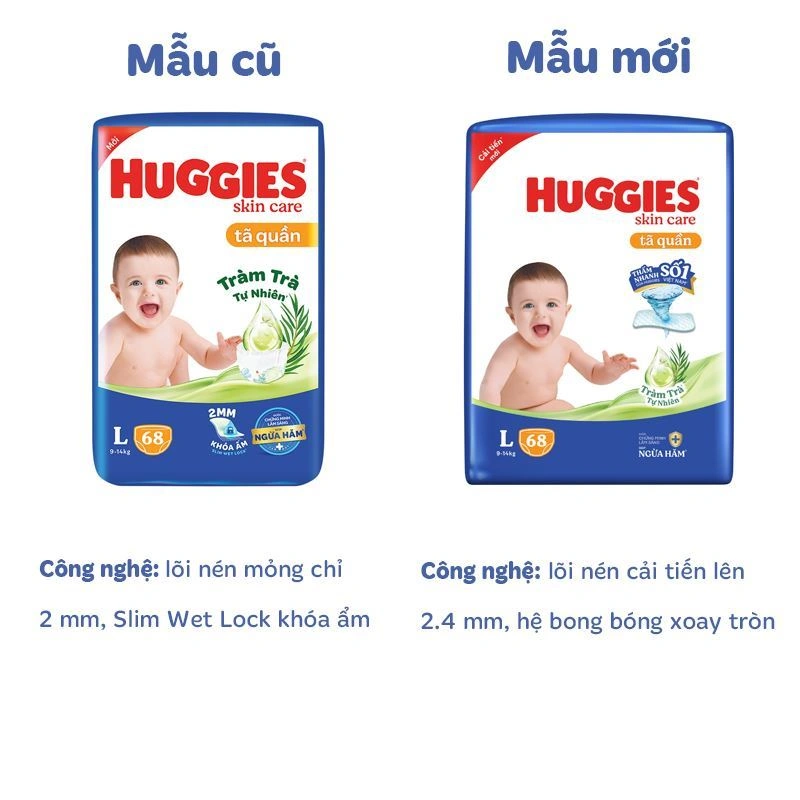 Combo 2 tã quần Huggies Skincare size L 68 miếng/bịch (9 - 14 kg) - Giao bao bì ngẫu nhiên 2