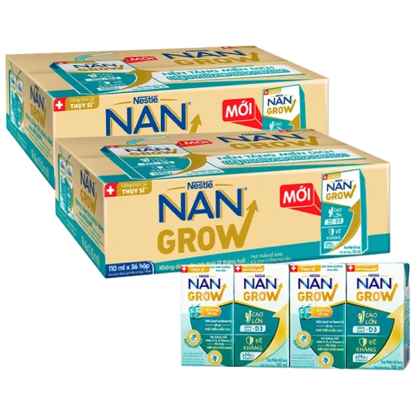 Lốc 4 hộp sữa pha sẵn Nestlé NAN Grow 110 ml (từ 1 tuổi) 27