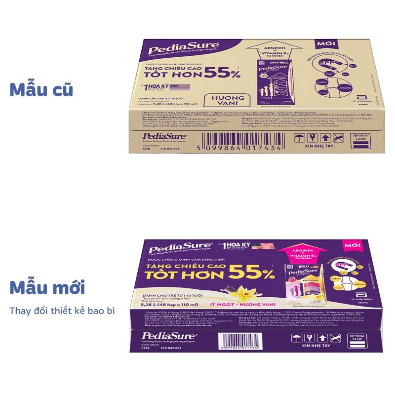 Thùng 48 hộp sữa pha sẵn Abbott PediaSure hương vani 110 ml (1 - 10 tuổi) - Giao bao bì ngẫu nhiên 62