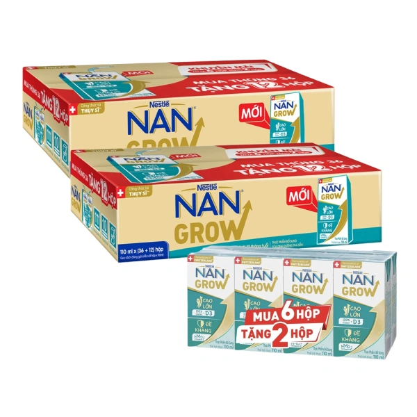 Combo 2 thùng 36 + 12 hộp sữa pha sẵn Nestlé NAN Grow 110 ml (từ 1 tuổi) 1