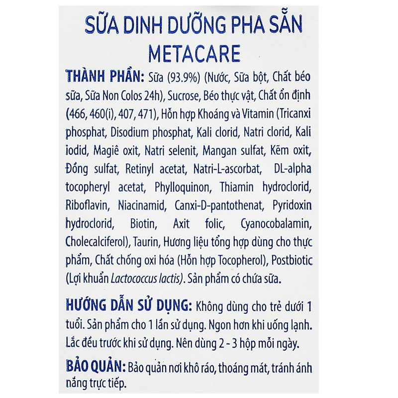 Combo 3 thùng 48 hộp sữa non pha sẵn MetaCare Eco 180 ml (từ 1 tuổi) 14