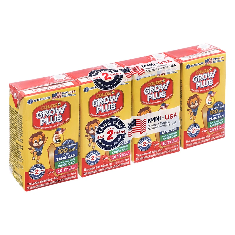Lốc 4 hộp sữa pha sẵn Nutricare Colos 24h Grow Plus 110 ml (từ 1 tuổi) 31
