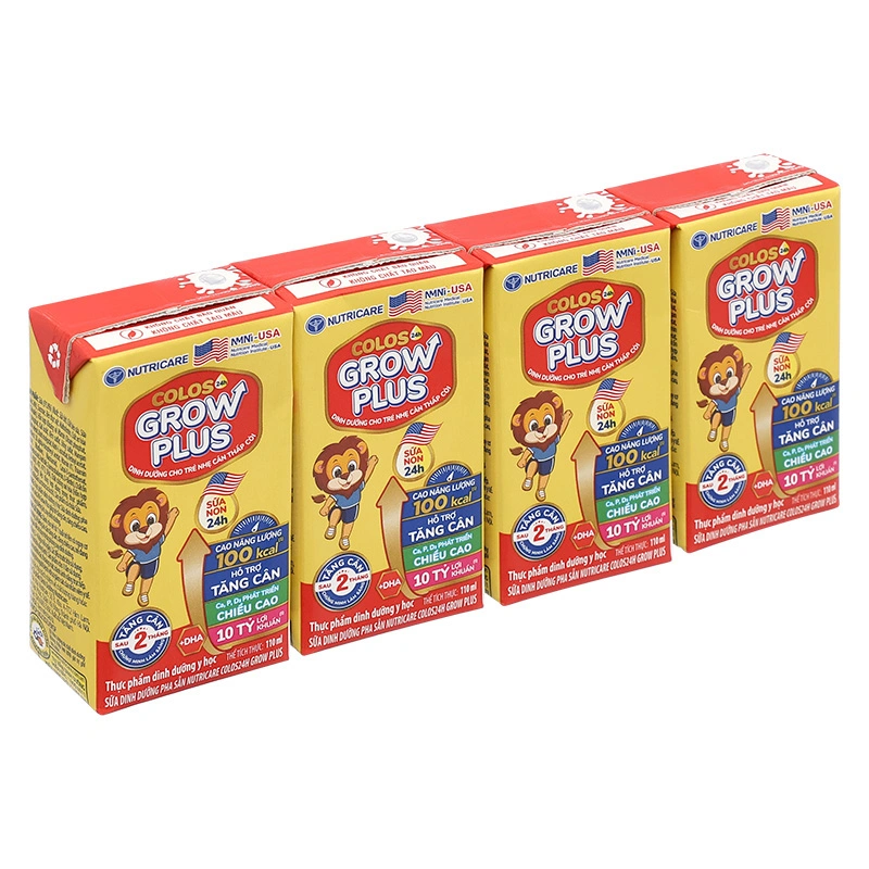 Lốc 4 hộp sữa pha sẵn Nutricare Colos 24h Grow Plus 110 ml (từ 1 tuổi) 32