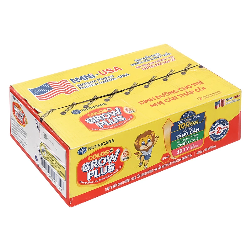 Lốc 4 hộp sữa pha sẵn Nutricare Colos 24h Grow Plus 180 ml (từ 1 tuổi) 30
