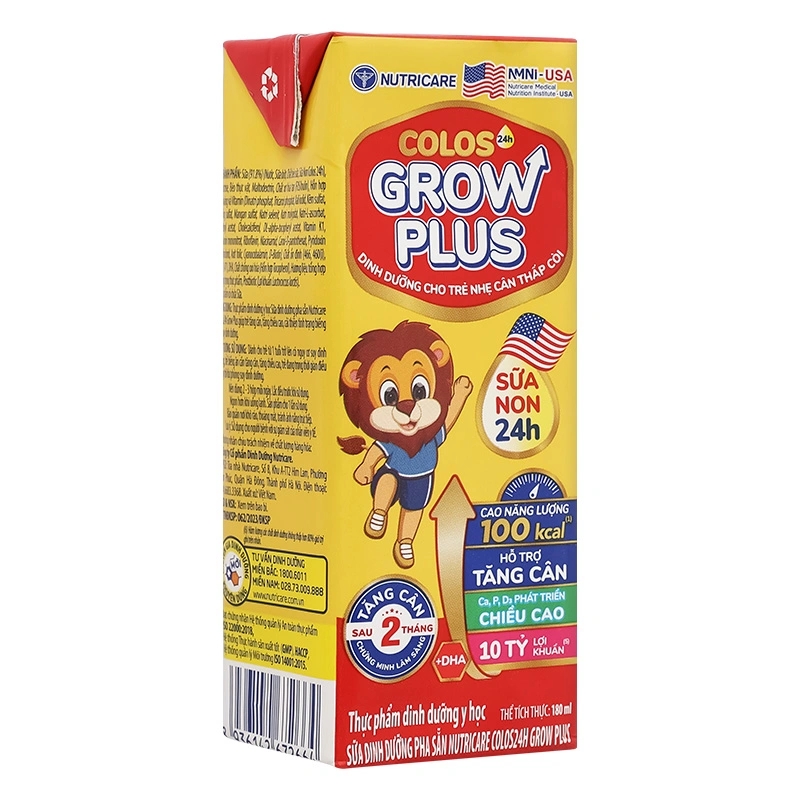 Lốc 4 hộp sữa pha sẵn Nutricare Colos 24h Grow Plus 180 ml (từ 1 tuổi) 36