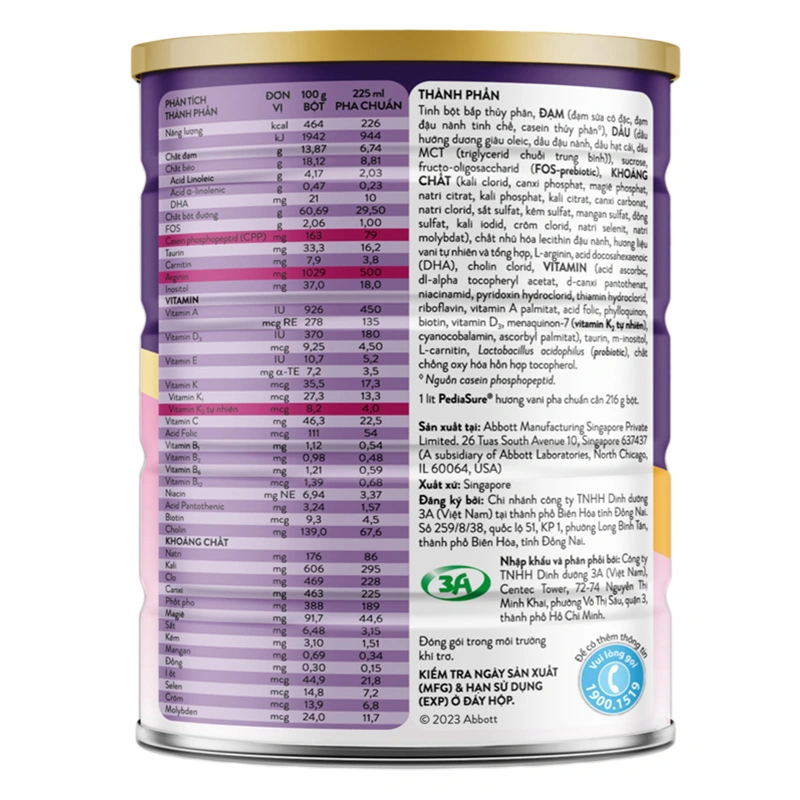 Sữa bột Abbott PediaSure BA hương vani 800g (1 - 10 tuổi) 15