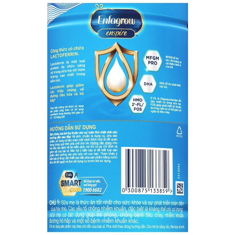 Sữa bột Enfagrow Enspire số 3 850g (2 - 6 tuổi) - Giao bao bì ngẫu nhiên 21