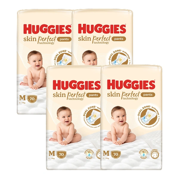 Combo 4 tã quần Huggies Skin Perfect size M - Giao bao bì cộng miếng ngẫu nhiên