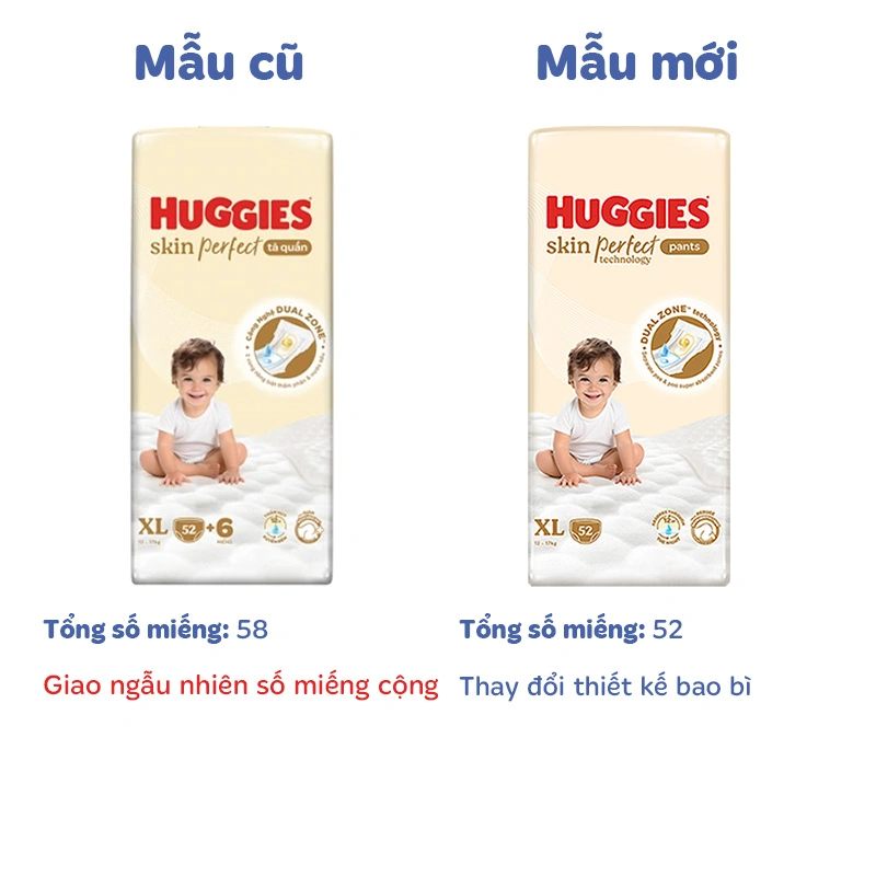 Tã quần Huggies Skin Perfect size XL 52 (12 - 17 kg) - Giao bao bì cộng miếng ngẫu nhiên 2