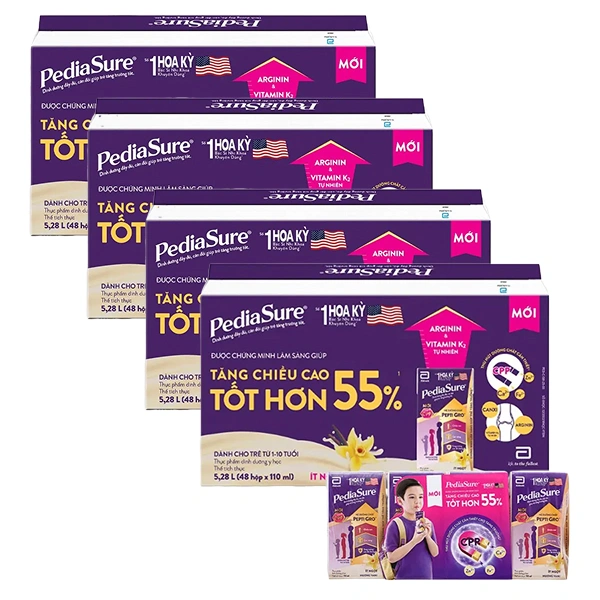 Combo 4 thùng 48 hộp sữa pha sẵn Abbott PediaSure hương vani 110 ml (1 - 10 tuổi) - Giao bao bì ngẫu nhiên 1