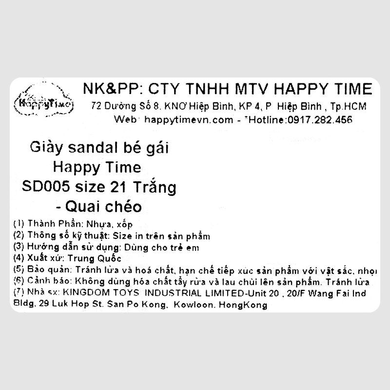 Giày sandal cho bé gái HappyTime SD005 màu hồng 19
