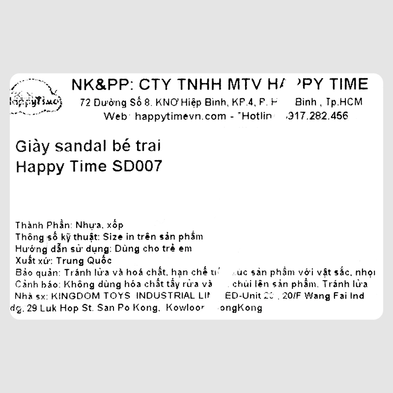 Giày sandal cho bé HappyTime SD007 màu xám 10
