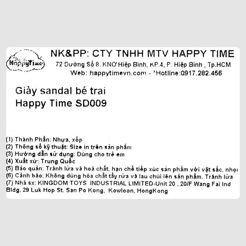 Giày sandal cho bé HappyTime SD009 màu tím 10
