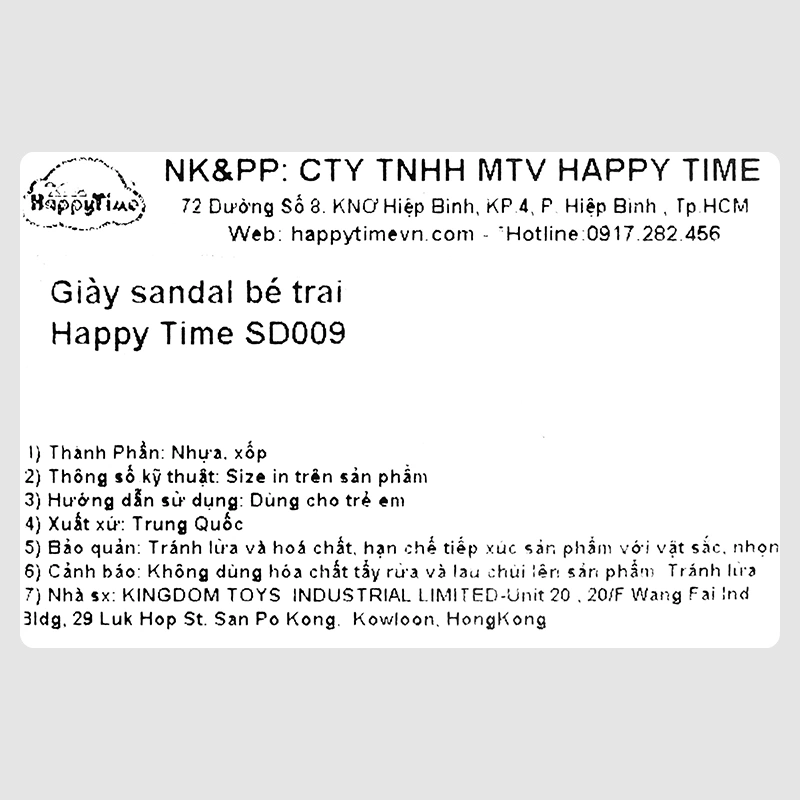 Giày sandal cho bé HappyTime SD009 màu tím 19
