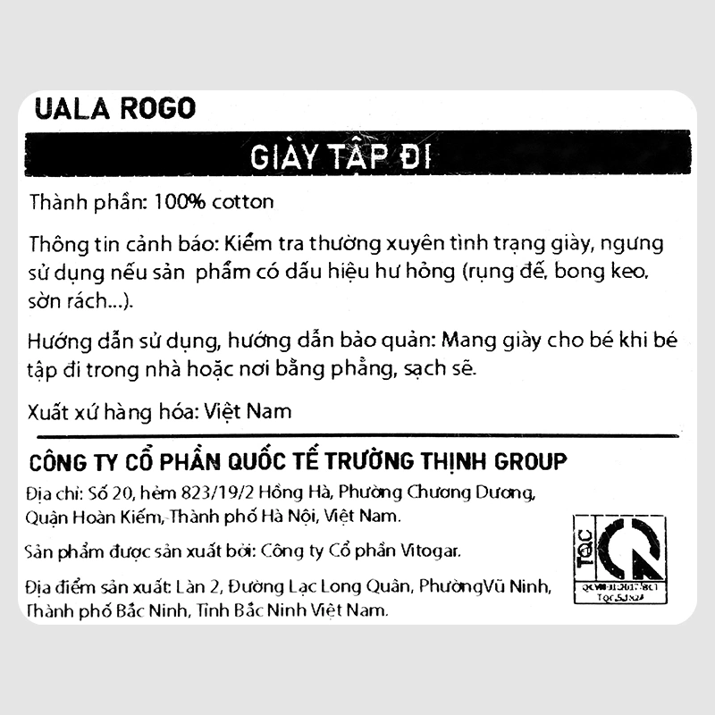 Giày tập đi cho bé Cotton UalaRogo UR806 màu xanh rêu 19