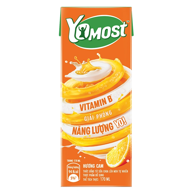 Lốc 4 hộp sữa chua uống tiệt trùng Yomost vị cam 170 ml (từ 2 tuổi) - Giao bao bì ngẫu nhiên 4