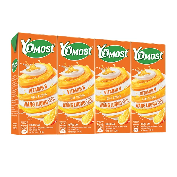 Lốc 4 hộp sữa chua uống tiệt trùng Yomost vị cam 170 ml (từ 2 tuổi) - Giao bao bì ngẫu nhiên 1