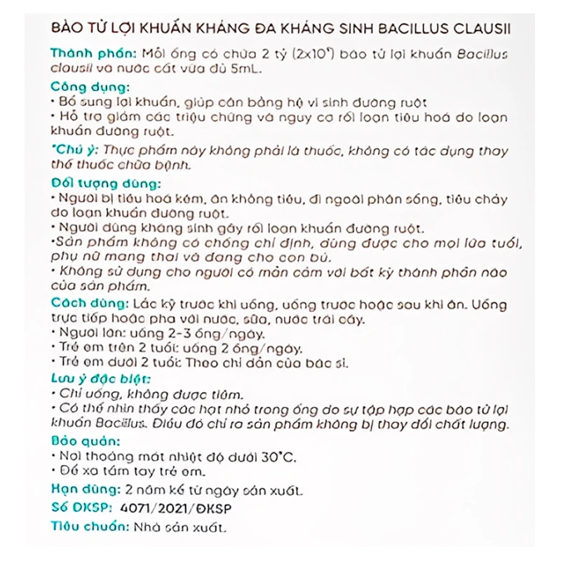 Thực phẩm bảo vệ sức khỏe Livespo Clausy hỗ trợ cải thiện hệ vi sinh đường ruột, 20 ống dạng uống 9