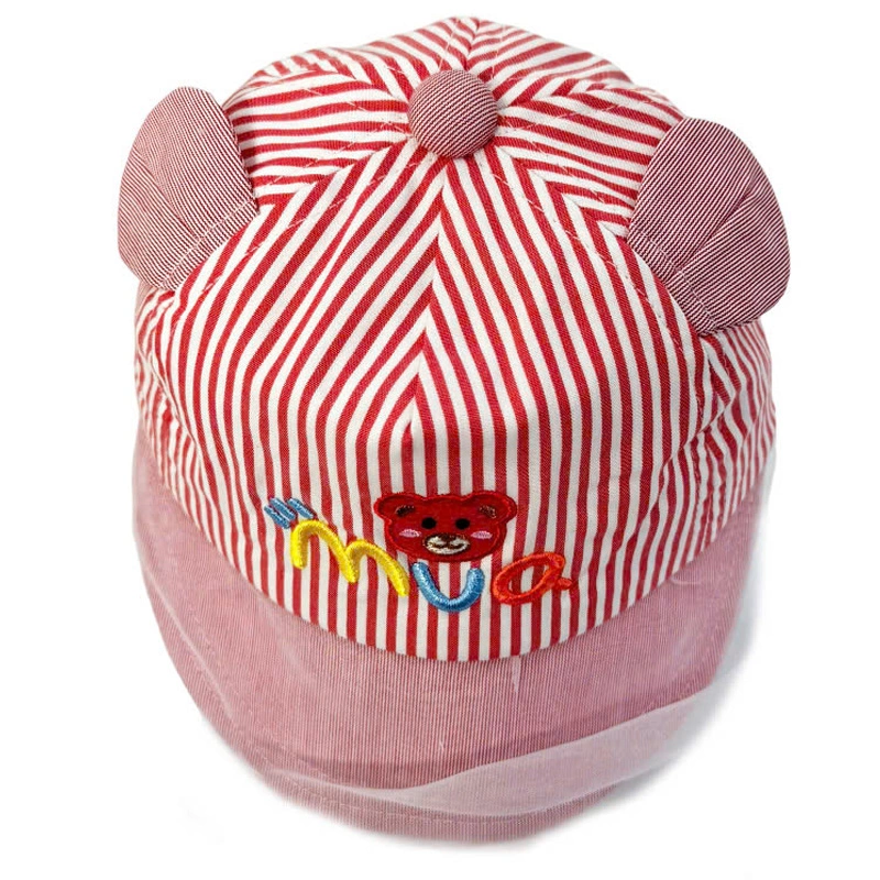 Nón kết cho bé Duy Ngọc 2707 kèm khăn sọc gấu màu xanh dương đậm 10