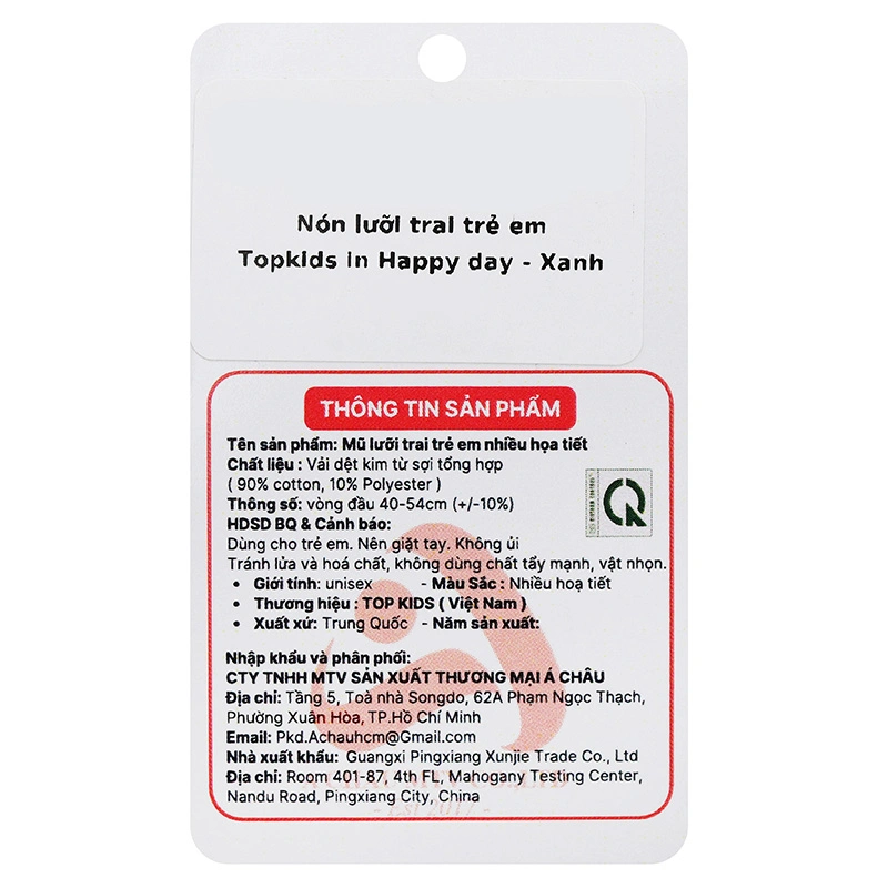 Nón kết cho bé TOP KIDS thêu Happy Day màu xanh dương 13