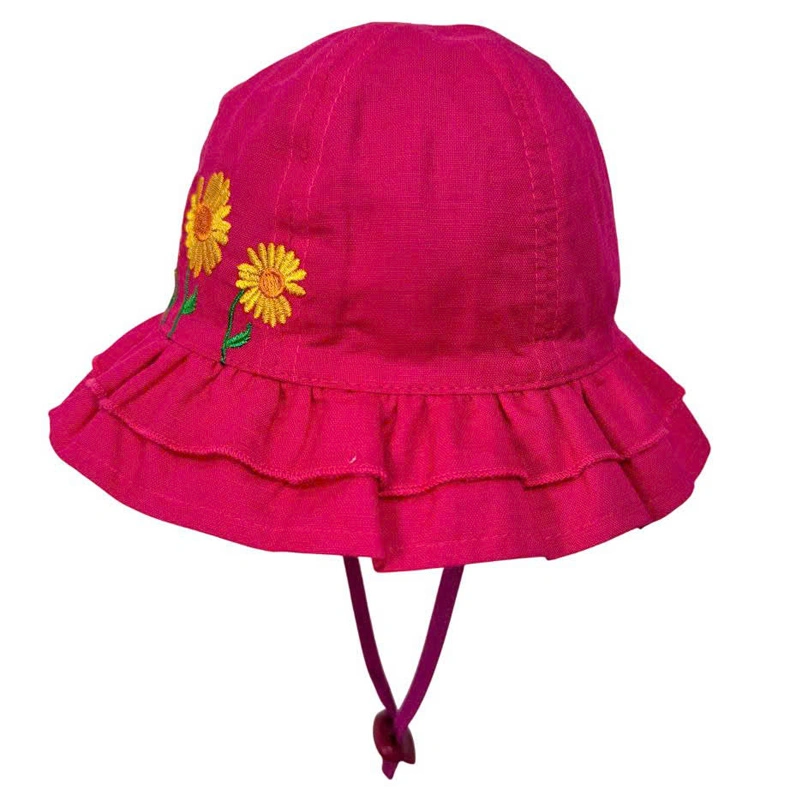 Nón vành cho bé Duy Ngọc vành nhún hoa hướng dương màu hồng đậm 2