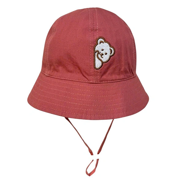Nón vành Duy Ngọc thêu gấu màu hồng