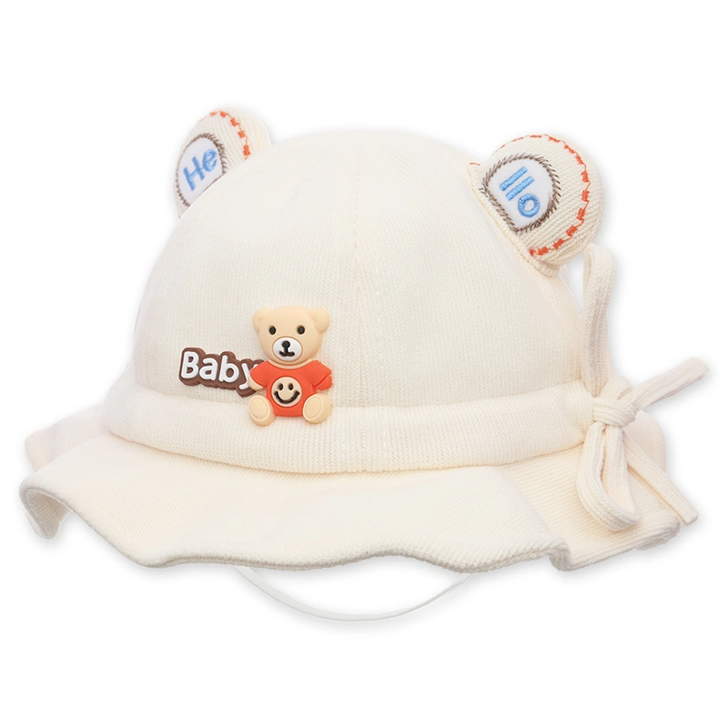 Nón vành cho bé TOP KIDS gấu baby màu be 2