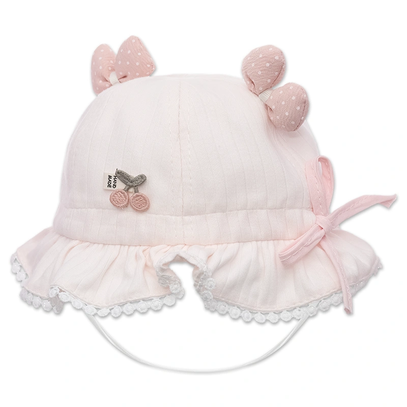 Nón vành cho bé TOP KIDS ren hoa màu hồng kem 2