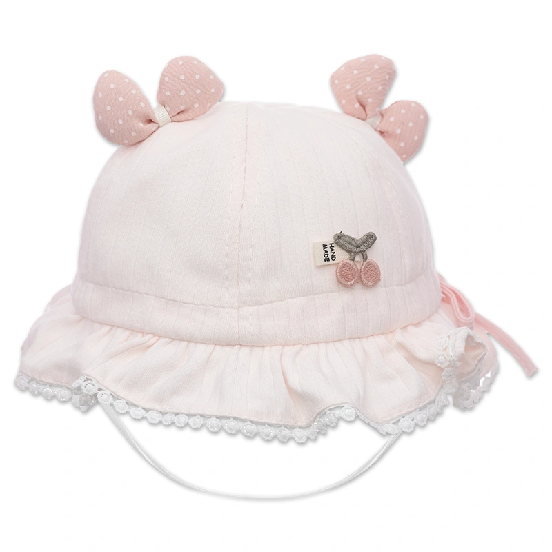 Nón vành cho bé TOP KIDS ren hoa màu hồng kem 3