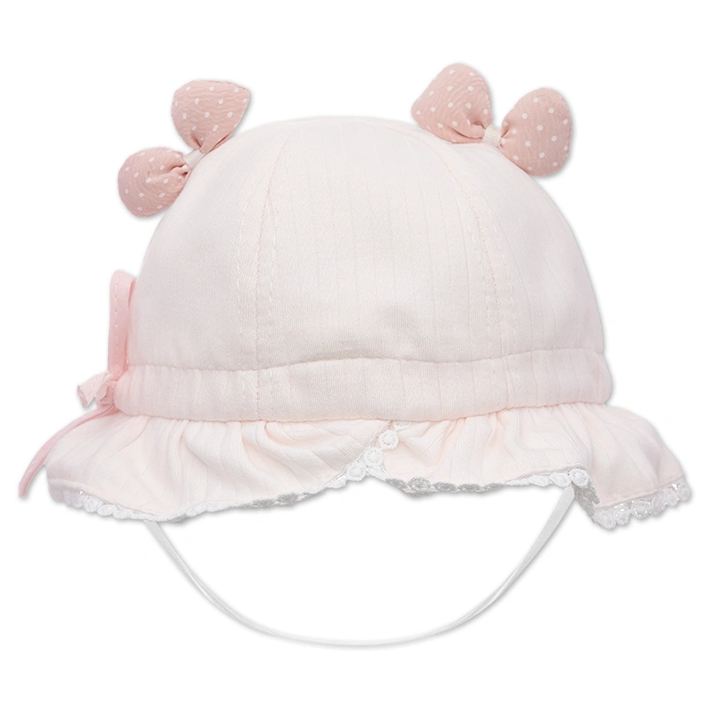 Nón vành cho bé TOP KIDS ren hoa màu hồng kem 4