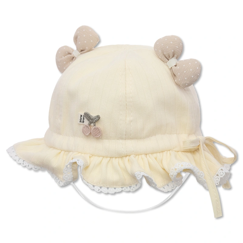 Nón vành cho bé TOP KIDS ren hoa màu hồng kem 9