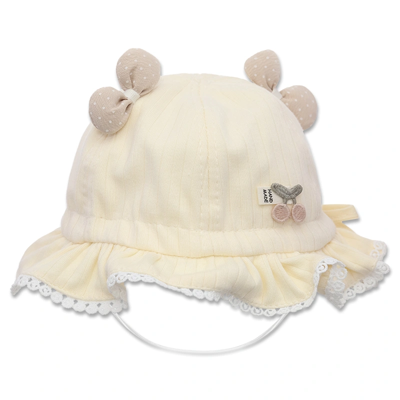 Nón vành cho bé TOP KIDS ren hoa màu hồng kem 10