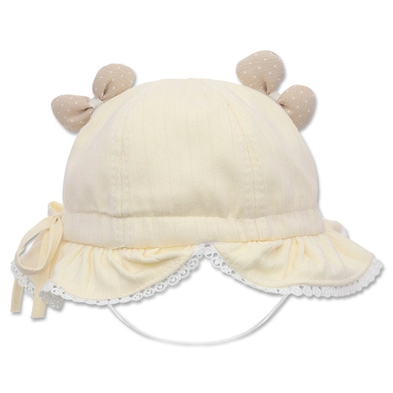 Nón vành cho bé TOP KIDS ren hoa màu hồng kem 11