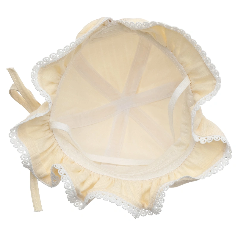 Nón vành cho bé TOP KIDS ren hoa màu hồng kem 14