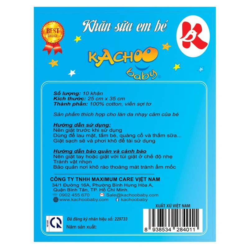 Set 10 cái khăn sữa cotton KACHOOBABY 3 lớp 25x35 cm - Màu ngẫu nhiên 4