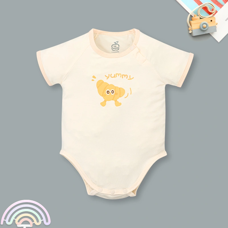 Set 2 bodysuit tay ngắn La Pomme tiệm bánh ngọt vui nhộn màu trắng cam 2